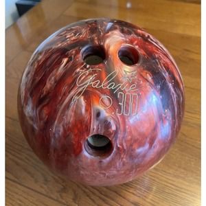 Vintage Drilled Ebonite Red Swirl Galaxie 300 Bowling Ball 12.26 Lb Weight